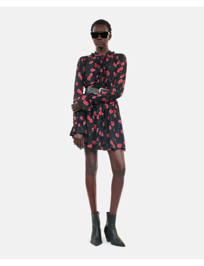 Robe Courte Avec Imprimé Cerise black - red