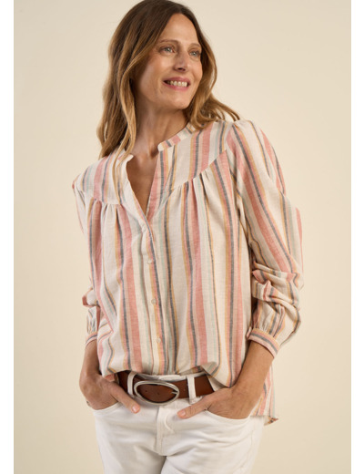 Chemise ample à rayures et à col tunisien