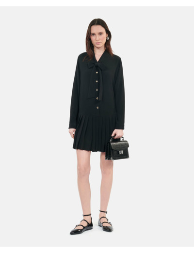 Robe Noire Courte Avec Plissage black