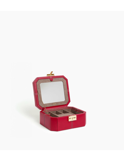 Petite boite à bijoux fermoir T en cuir