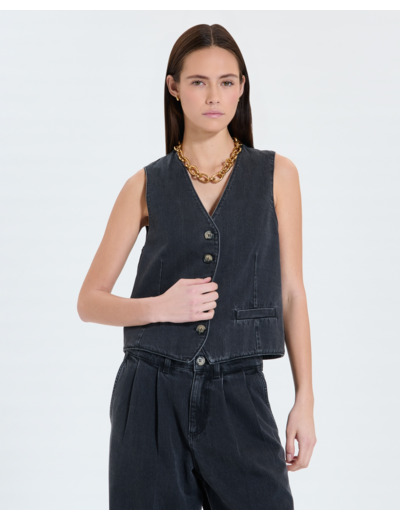 Gilet sans manches en jean noir