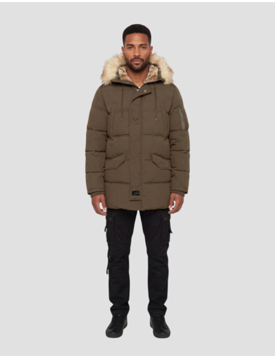 Parka à Parka à capuche avec fausse fourrure amovible avec fausse fourrure amovible