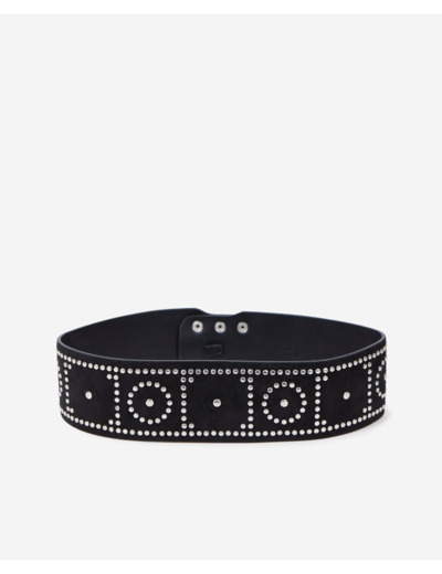 Ceinture Large En Cuir Noir Avec Clous black