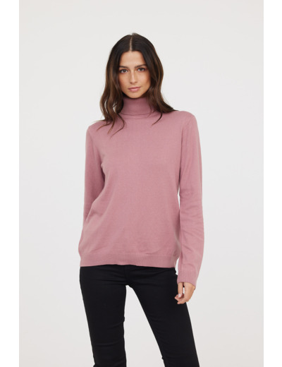Pull col roulé basique en coton bio et laine recyclée