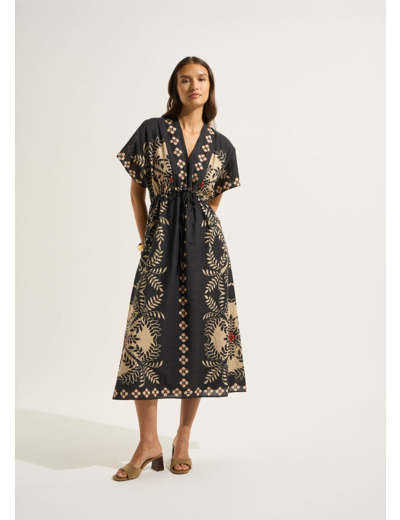 Robe longue imprimé placé