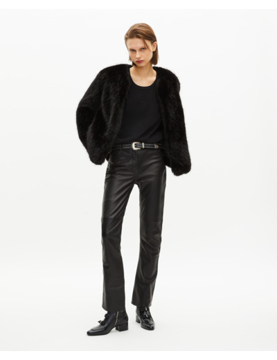 Manteau court effet fourrure noir black