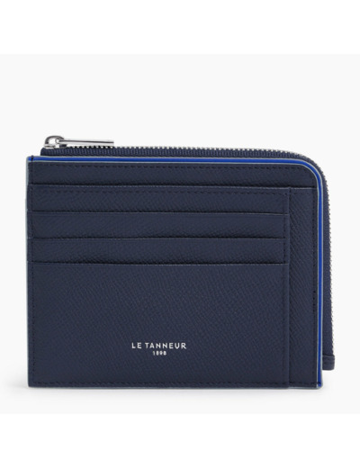 Porte cartes zippé en L Augustin en cuir