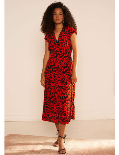 Robe midi cache-coeur imprimée