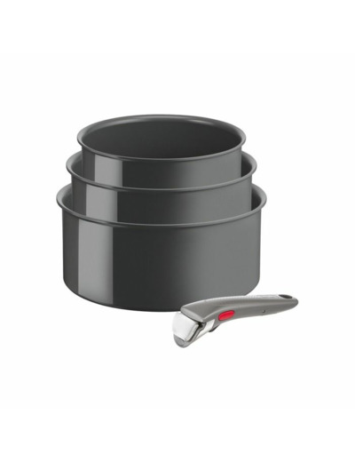 Set de 3 casseroles Ingenio Renew 16/18/20 cm + Poignée amovible grise