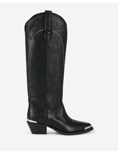 Bottes Western En Cuir Noir black