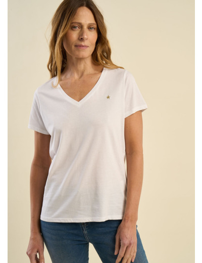Tee-shirt col V en coton