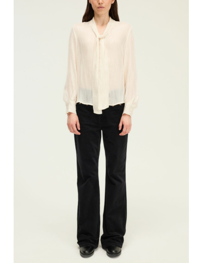 Chemise lavallière rayée en lurex - AMELINA