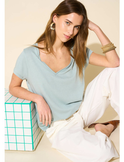 Tee-shirt col V en coton