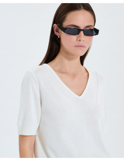 Pull manches courtes écru