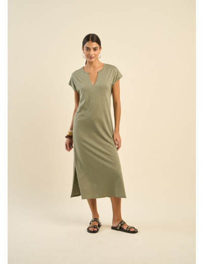 Robe droite col tunisien