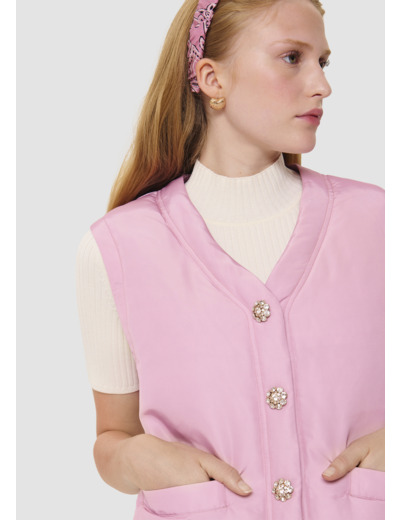 Doudoune sans manches Dario rose matte