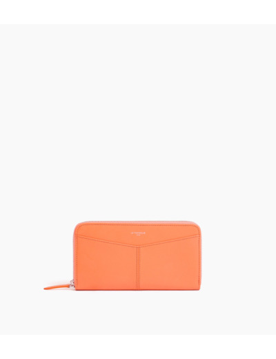 Compagnon zippé à rabat Charlotte en cuir lisse