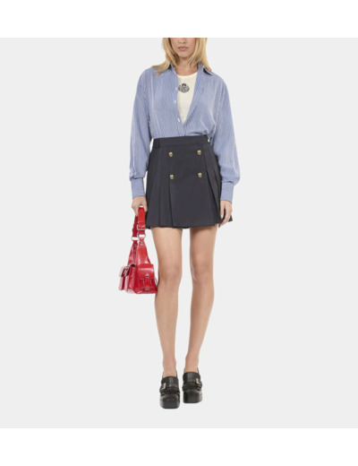 Jupe Courte Plissée Bleu Marine bleu