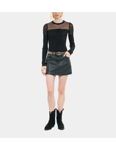 Pull En Maille Ajourée Noir black