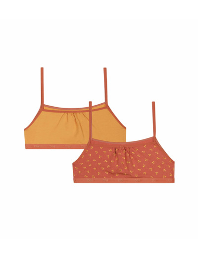 Lot de 2 brassières filles en coton à motif cerise Jaune Les Pockets