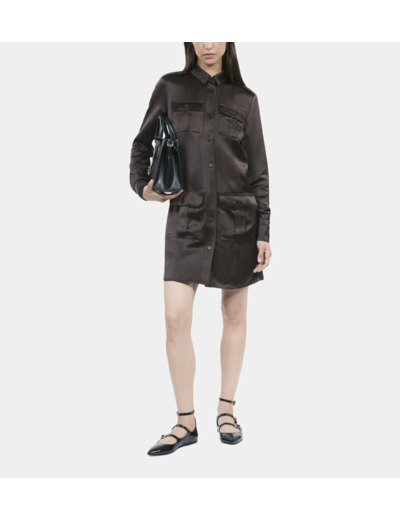 Robe Saharienne Courte Marron brown