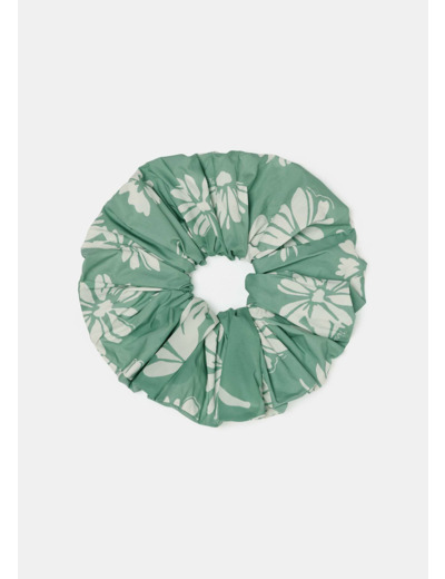 Chouchou vert imprimé fleuri