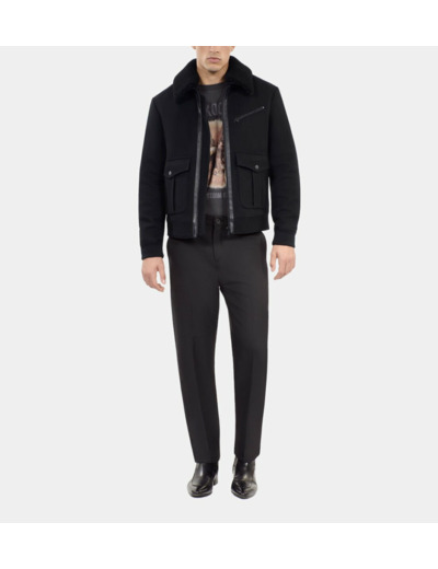 Blouson Aviateur En Laine Mélangée Noir black