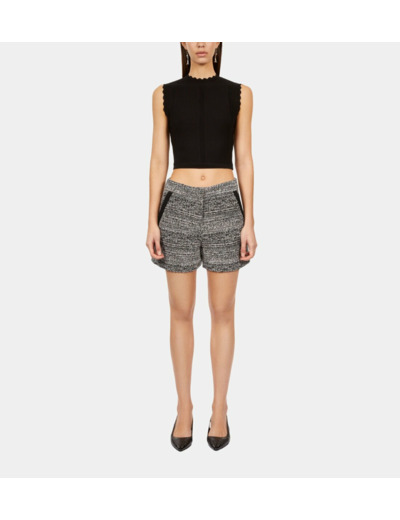 Short En Tweed Detail Galon black white