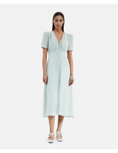 Robe longue manche courte boutonne devant blue/green