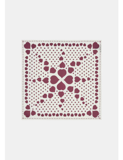 Carré de soie Estee écru imprimé coeurs