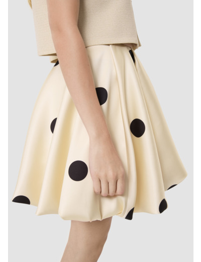 Jupe Joane écrue imprimé gros pois noirs