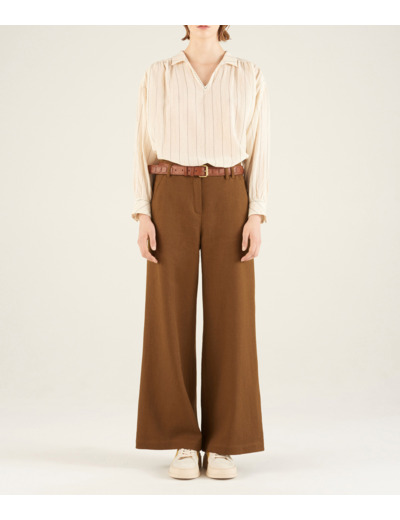 Pantalon large kaki bronze