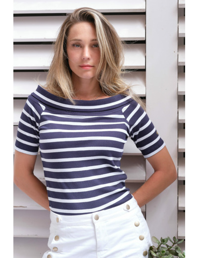 Tee-shirt rayé col bateau Ofela