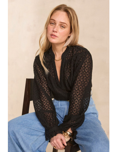 Blouse col V brodée en coton DANIELA