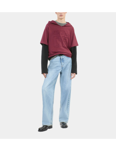 T-Shirt Manches Longues À Capuche Bordeaux burgundy