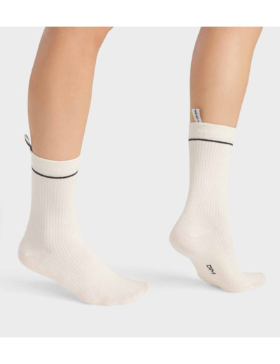 Chaussettes unisexes en coton modal côtelé Crème Dim Icons