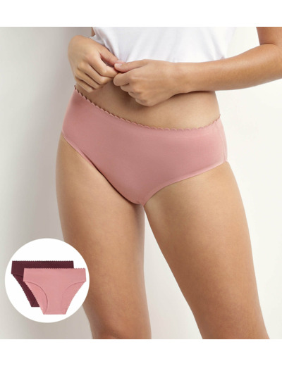 Lot de 2 slips femme en coton stretch Rose et Ruby Body Touch Easy