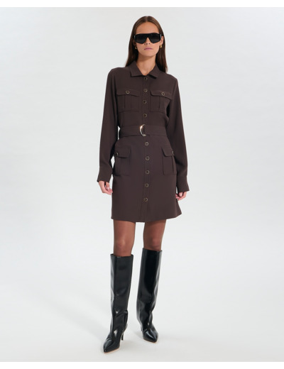 Robe Rever Chocolat en Polyester