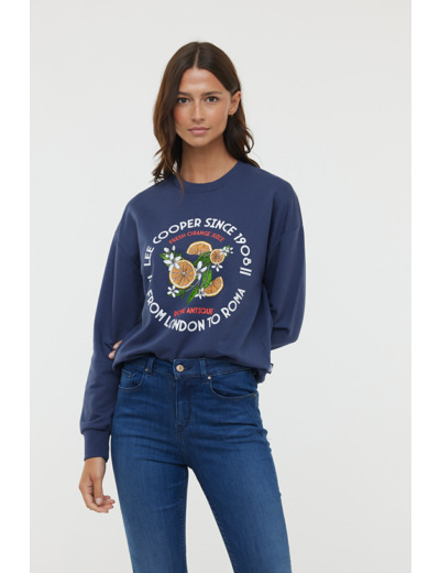 Sweat en molleton avec graphisme « Orange », col rond, col / poignets et bas corps en rib, manches longues