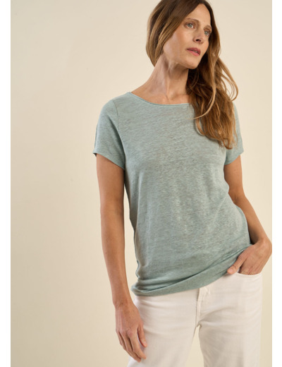 T-shirt en lin col bateau détail lurex