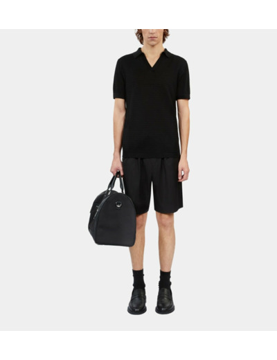 Polo Noir En Maille Ajourée black