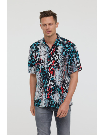 Chemise manches courtes en viscose, imprimé «Animal sauvage»