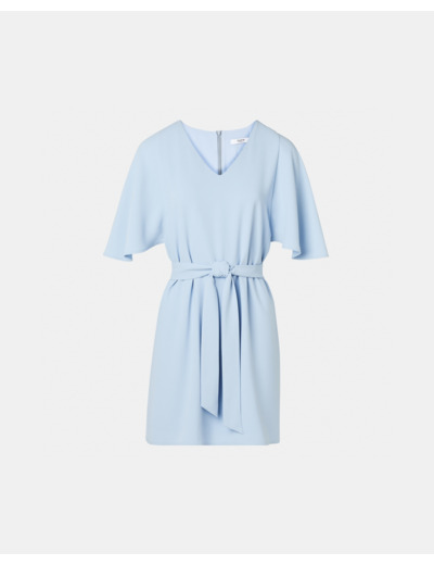 Robe courte en crêpe bleu ciel