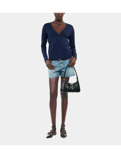 Cardigan En Laine Bleu Marine navy