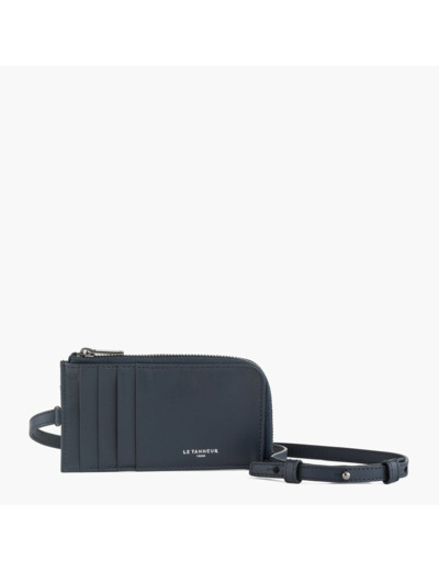 Porte cartes zippé avec dragonne Quentin en cuir lisse