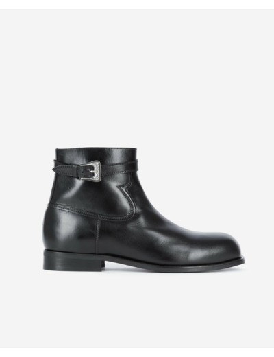 Bottines Avec Boucle En Cuir Noir black