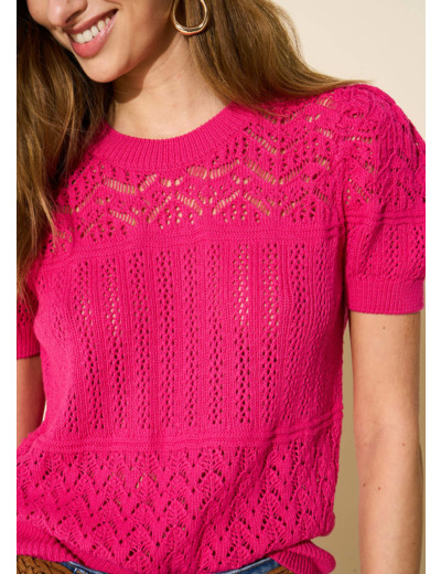 Pull col rond manches courtes