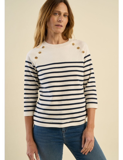 Pull marinière à manches 3/4