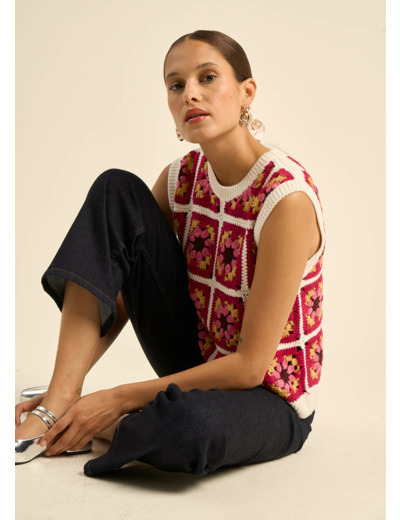 Pull sans manches en crochet