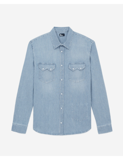Chemise Denim À Rayure blue denim